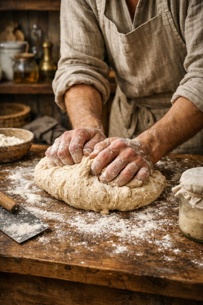 Sauerteig muss auch geknetet werden