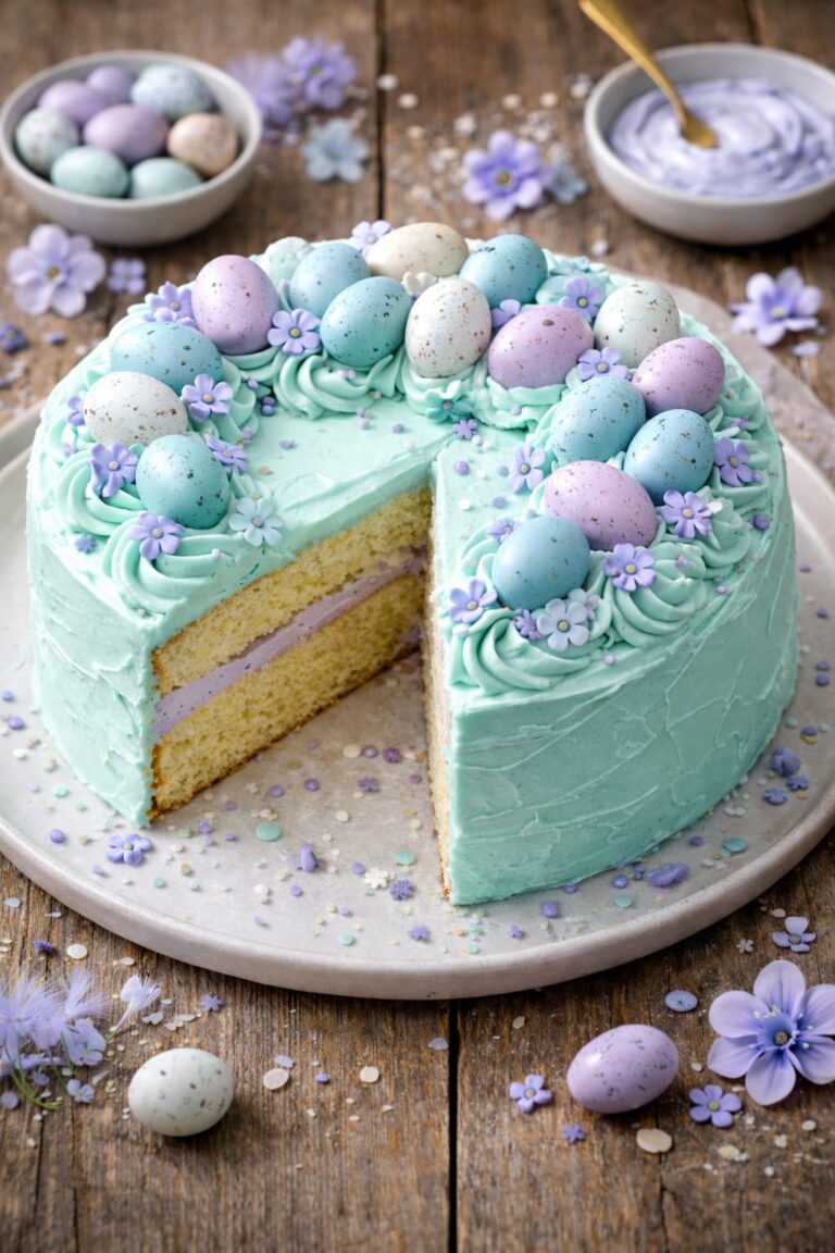 Hübsch eingefärbter Osterkuchen