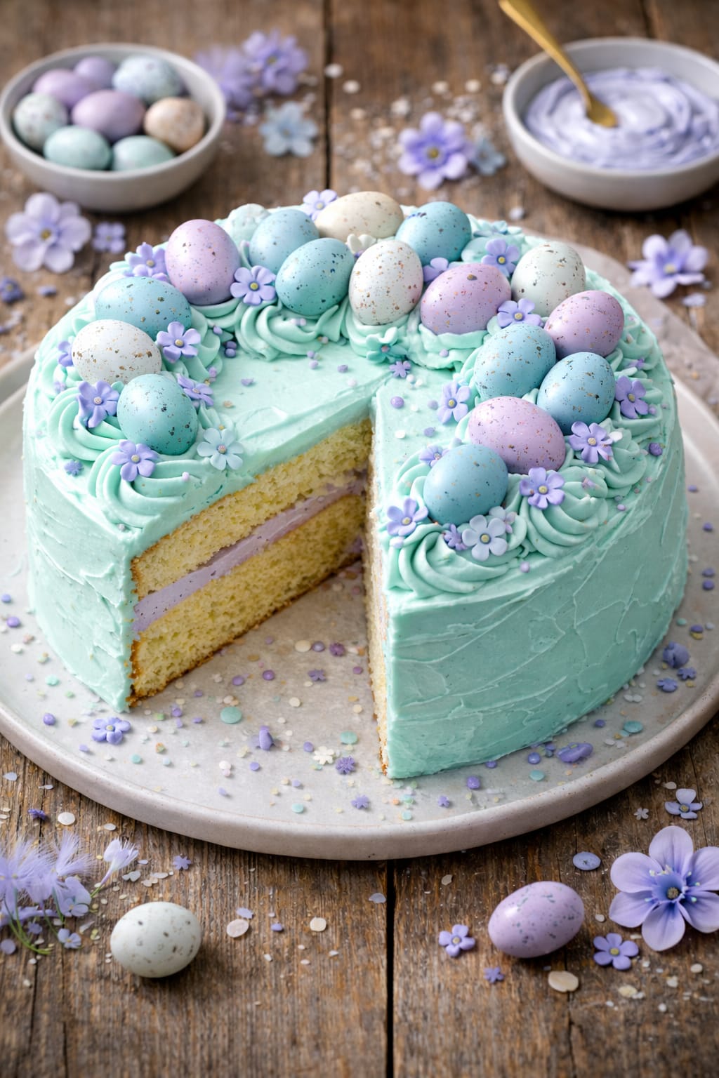 Hübsch eingefärbter Osterkuchen